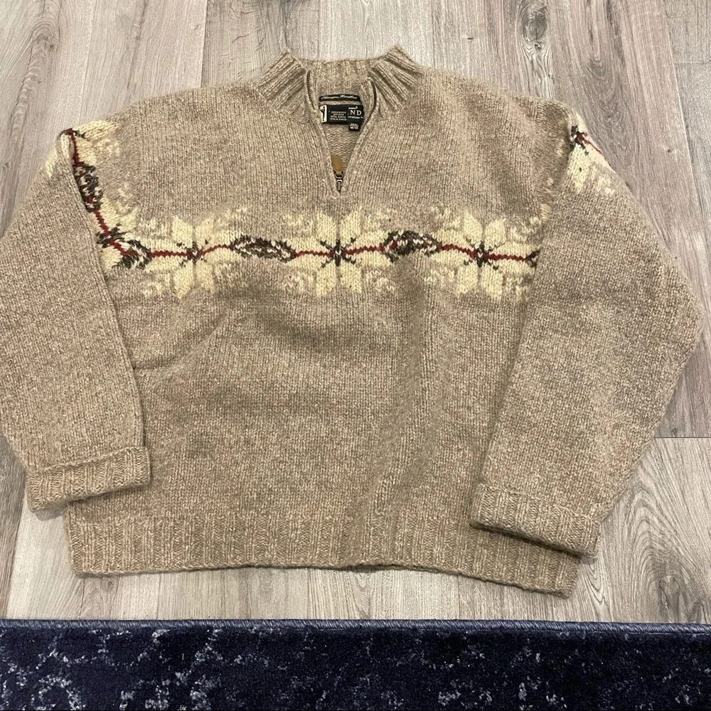EUC Eddie Bauer Legend Hand knit 100% Lambswool Sweater Fair Isle Men Size Med - Picture 1 of 12